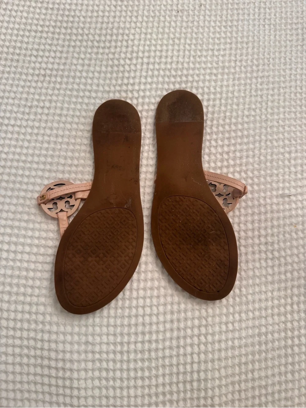 Tory Burch Leather Thong Sandals in Blush and Brown